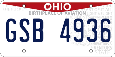 OH license plate GSB4936