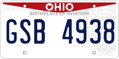 OH license plate GSB4938