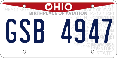 OH license plate GSB4947