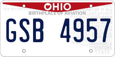 OH license plate GSB4957