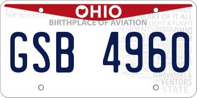 OH license plate GSB4960