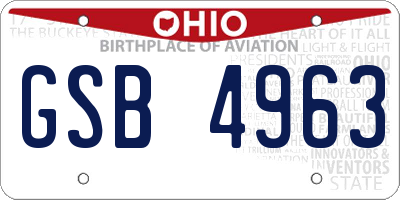 OH license plate GSB4963