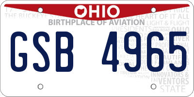 OH license plate GSB4965