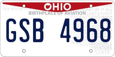 OH license plate GSB4968