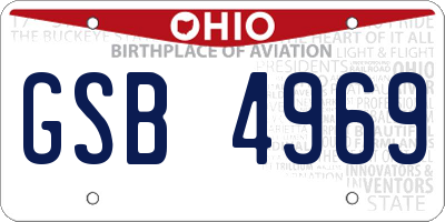 OH license plate GSB4969