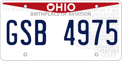 OH license plate GSB4975