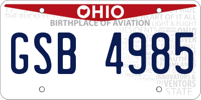 OH license plate GSB4985