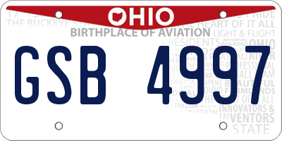 OH license plate GSB4997