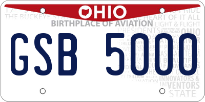 OH license plate GSB5000