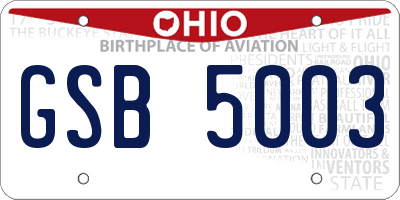 OH license plate GSB5003
