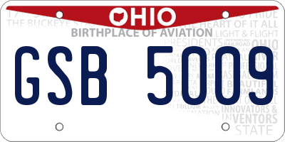 OH license plate GSB5009