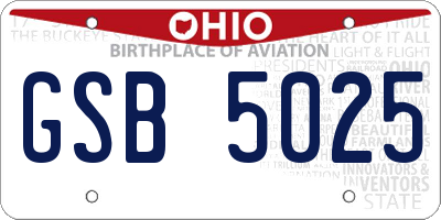 OH license plate GSB5025