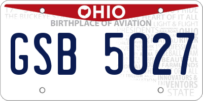 OH license plate GSB5027