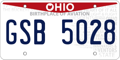 OH license plate GSB5028