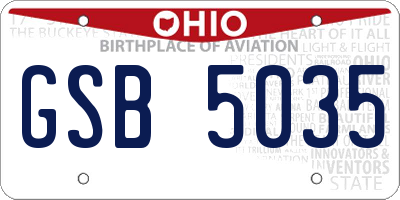 OH license plate GSB5035