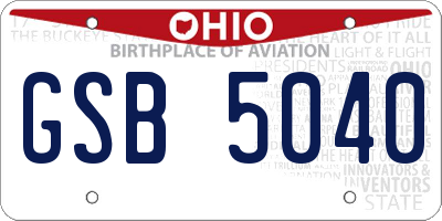 OH license plate GSB5040