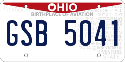 OH license plate GSB5041