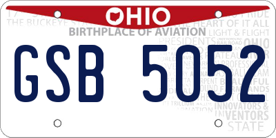 OH license plate GSB5052