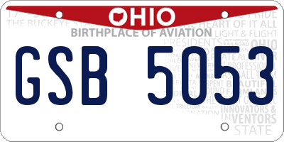 OH license plate GSB5053