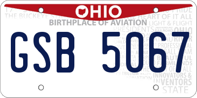 OH license plate GSB5067