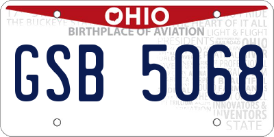 OH license plate GSB5068