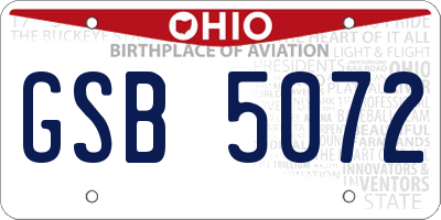 OH license plate GSB5072