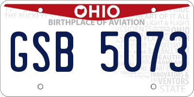 OH license plate GSB5073