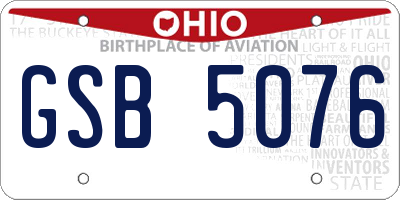 OH license plate GSB5076
