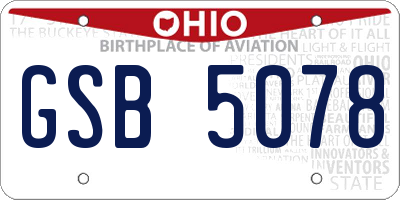 OH license plate GSB5078
