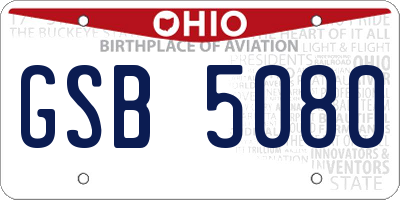 OH license plate GSB5080