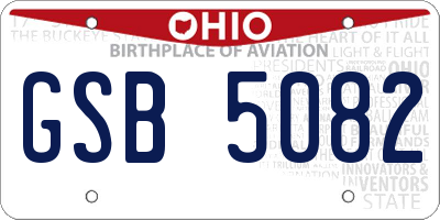 OH license plate GSB5082