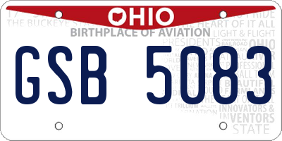 OH license plate GSB5083