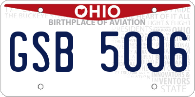 OH license plate GSB5096