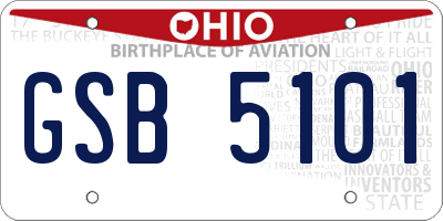 OH license plate GSB5101