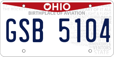 OH license plate GSB5104