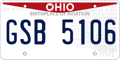 OH license plate GSB5106