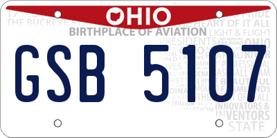 OH license plate GSB5107