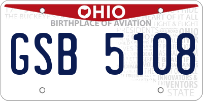 OH license plate GSB5108