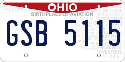 OH license plate GSB5115