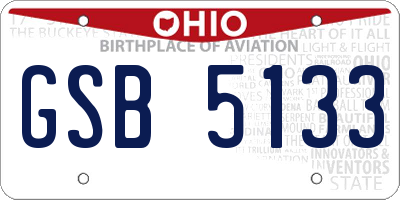 OH license plate GSB5133