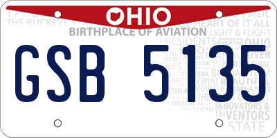 OH license plate GSB5135