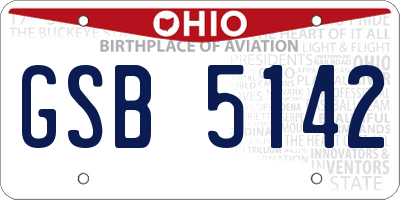 OH license plate GSB5142
