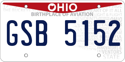 OH license plate GSB5152
