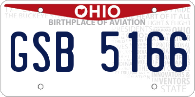 OH license plate GSB5166