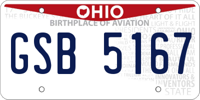 OH license plate GSB5167