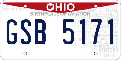 OH license plate GSB5171