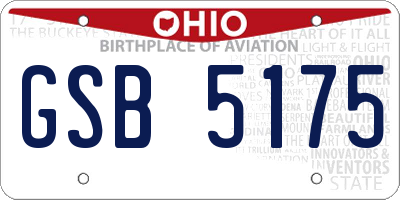 OH license plate GSB5175