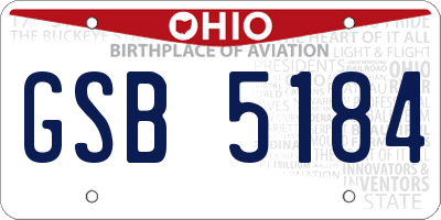 OH license plate GSB5184