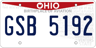 OH license plate GSB5192