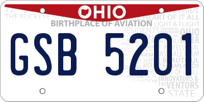 OH license plate GSB5201